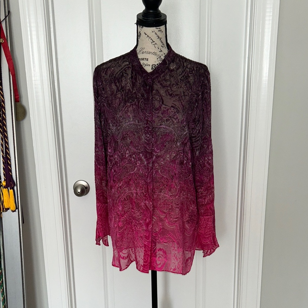 Elie Tahari Elegant Pink and Purple Blouse